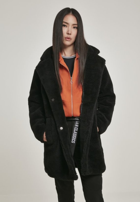 Dámský kabát Urban Classics Ladies Oversized Sherpa Coat - černý