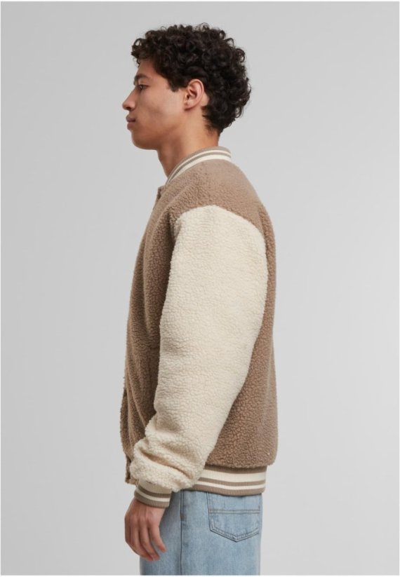 Teddy College Jacket darktaupe L - darktaupe