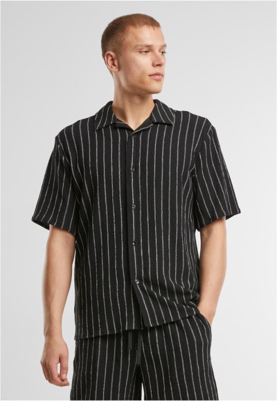 Striped Crinkle Resort Shirt offwhite/black 5XL - black/offwhite
