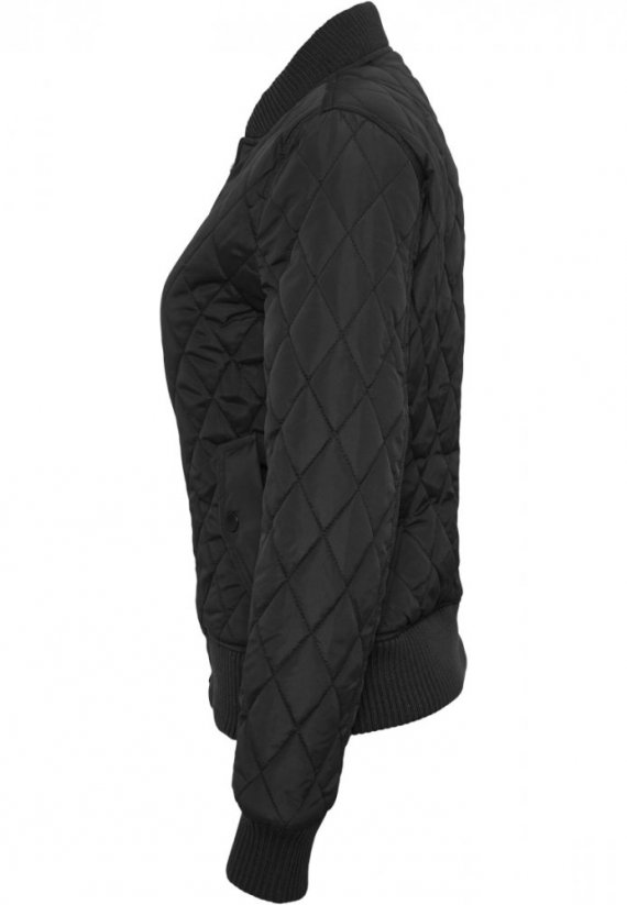 Čierna dámska prešívaná bomber bunda Urban Classics Diamond Quilt Nylon