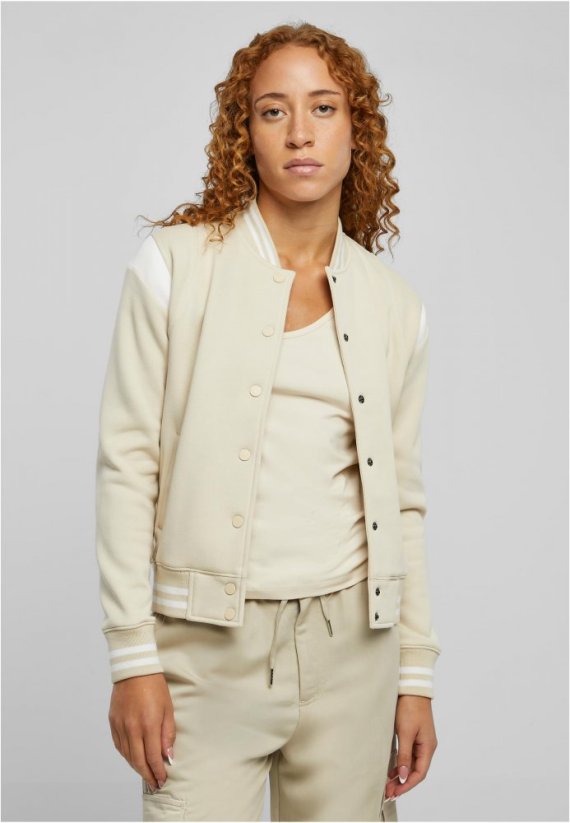Ladies Inset College Sweat Jacket - softseagrass/white