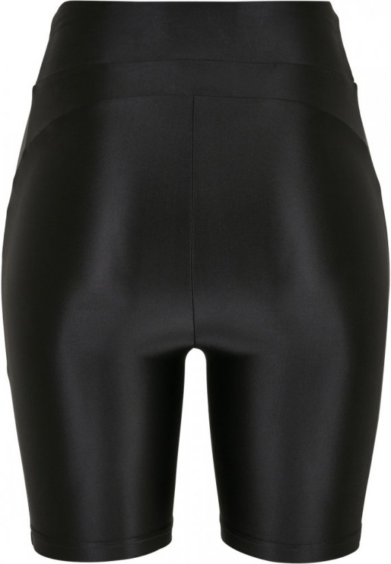Ladies Highwaist Shiny Metallic Cycle Shorts - black