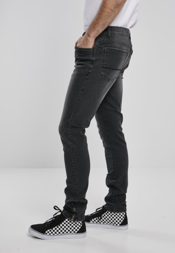 Męskie jeansy Urban Classics Slim Fit Zip Jeans - czarne