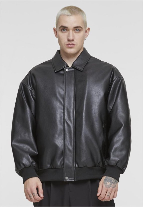 Synthetic Leather Blouson black 5XL