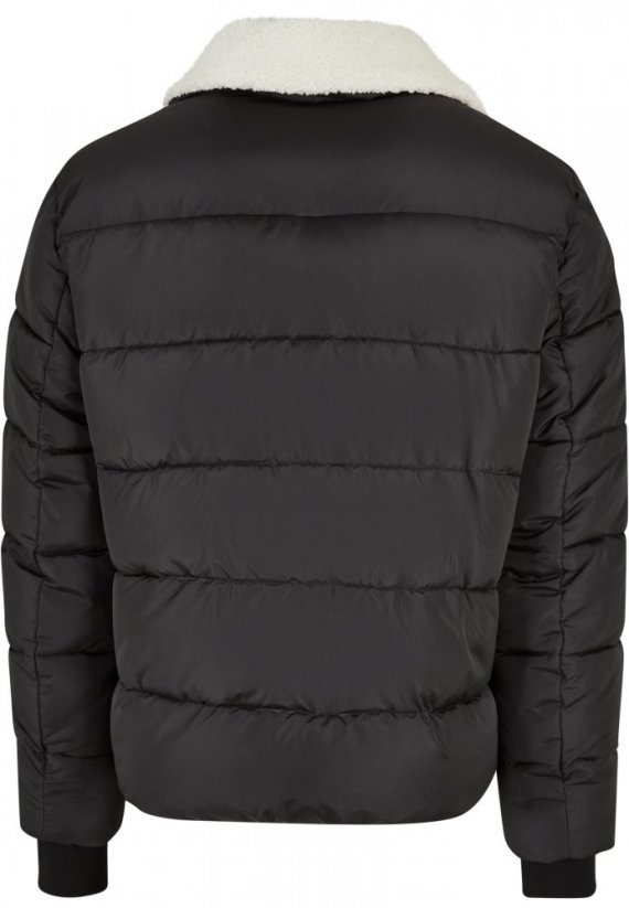 Pánska zimná bunda Urban Classics Sherpa Collar Padded Shirt - čierna