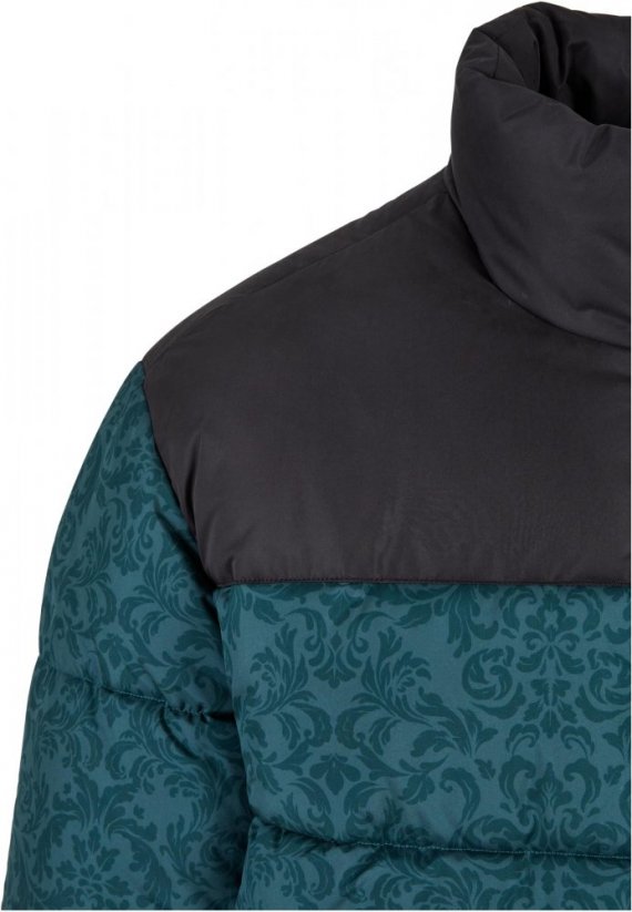 Pánska zimná bunda Urban Classics AOP Retro Puffer - čierná, zelená