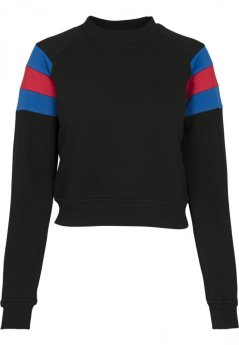 Dámska mikina Urban Classics Ladies Sleeve Stripe Crew - black/brightblue/firered