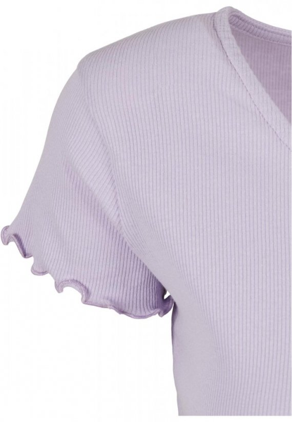Ladies Cropped Button Up Rib Tee - lilac