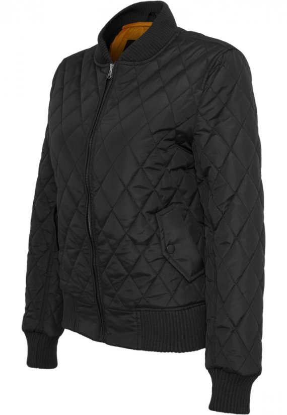 Dámská prošívaná bomber bunda Urban Classics Diamond Quilt Nylon - černá