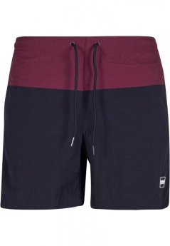Męskie szorty kąpielowe Urban Classics Block Swim Shorts - cherry/black