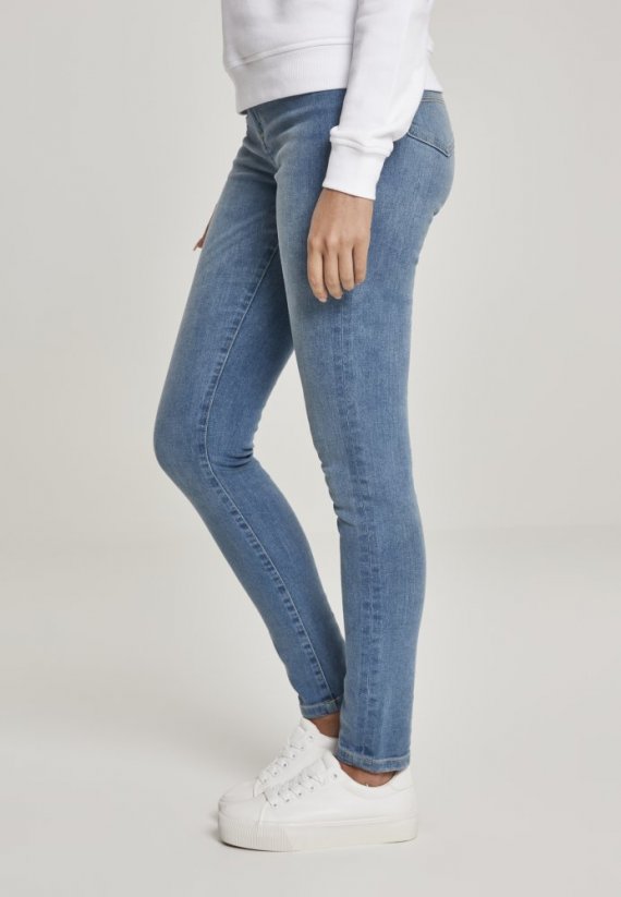 Ladies High Waist Skinny Jeans - tinted midblue washed