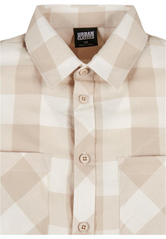 Ladies Turnup Checked Flanell Shirt - whitesand/lighttaupe