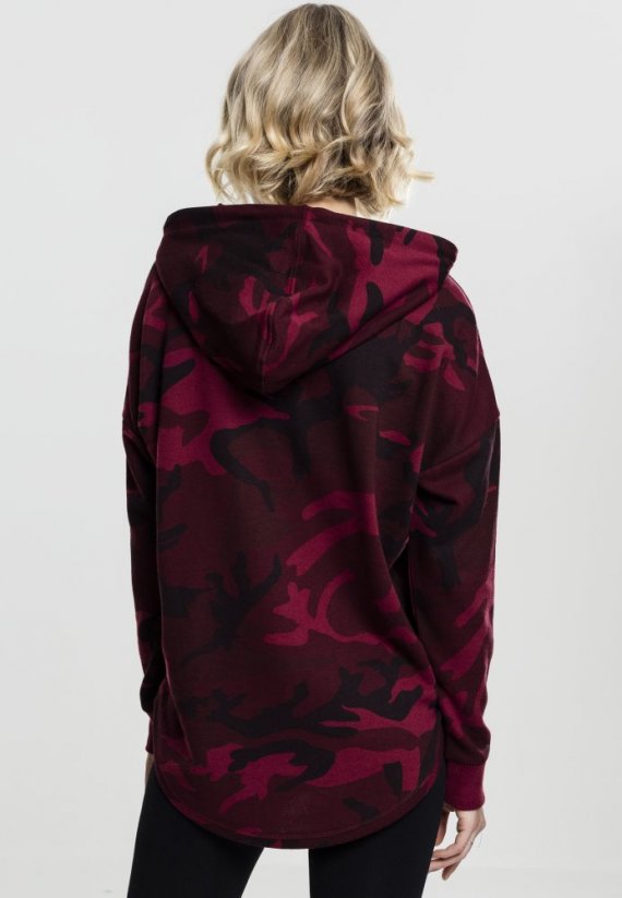 Mikina Urban Classics Ladies Oversized Camo Hoody - burgundy camouflage