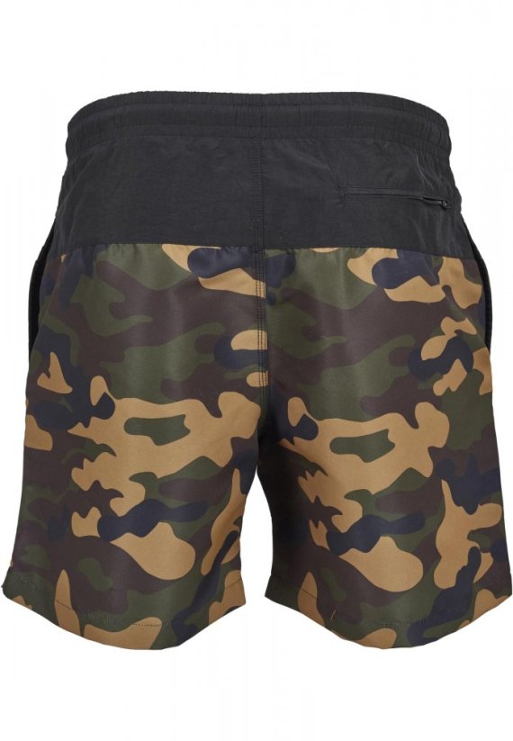 Pánské koupací kraťasy Urban Classics Block Swim Shorts - blk/woodcamo
