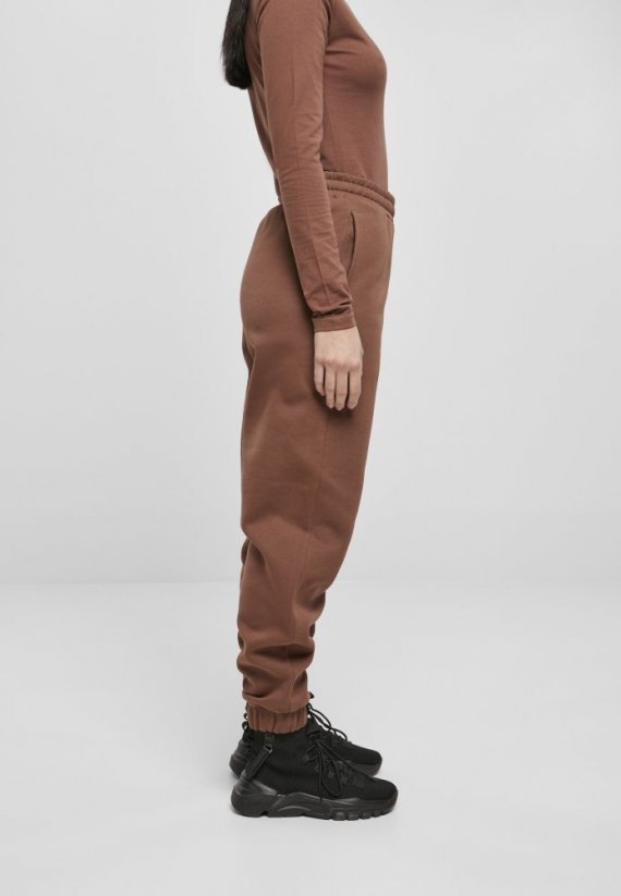 Damskie spodnie dresowe Urban Classics Organic High Talia Ballon - brąz
