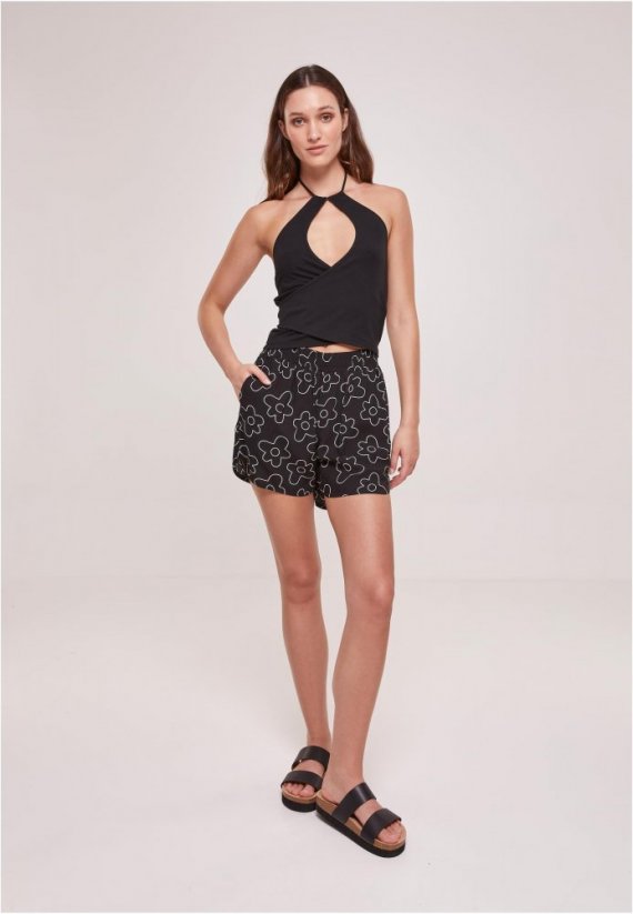Ladies AOP Viscose Resort Shorts - blackflower