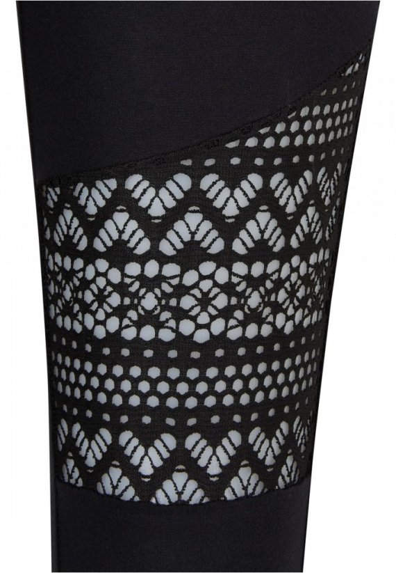 Legginsy damskie Urban Classics Crochet Lace Inset - czarne