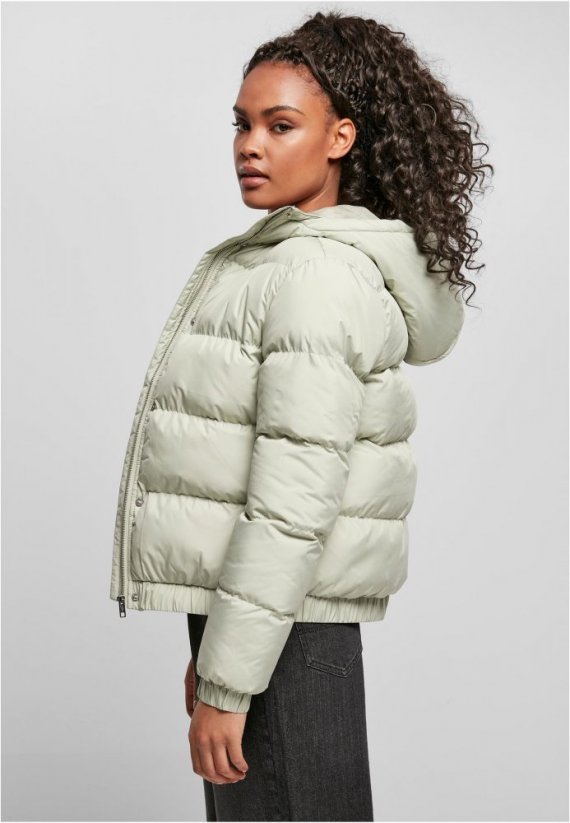 Dámska zimná bunda Urban Classics Ladies Hooded Puffer Jacket - pastelovo zelená