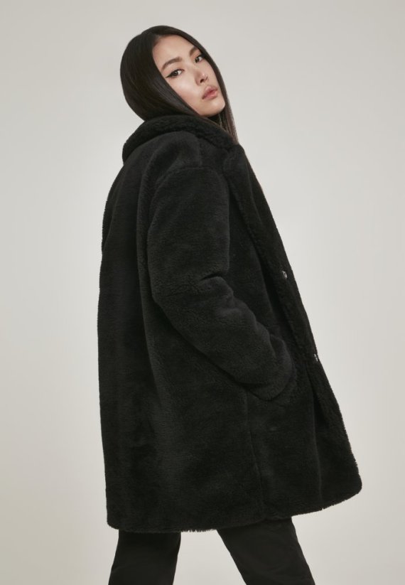 Dámský kabát Urban Classics Ladies Oversized Sherpa Coat - černý
