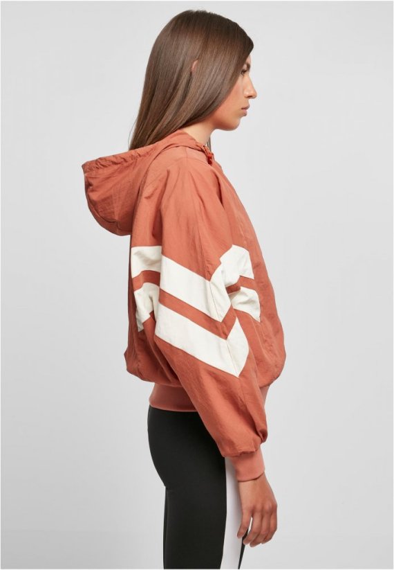 Ladies Crinkle Batwing Jacket - terracotta/whitesand