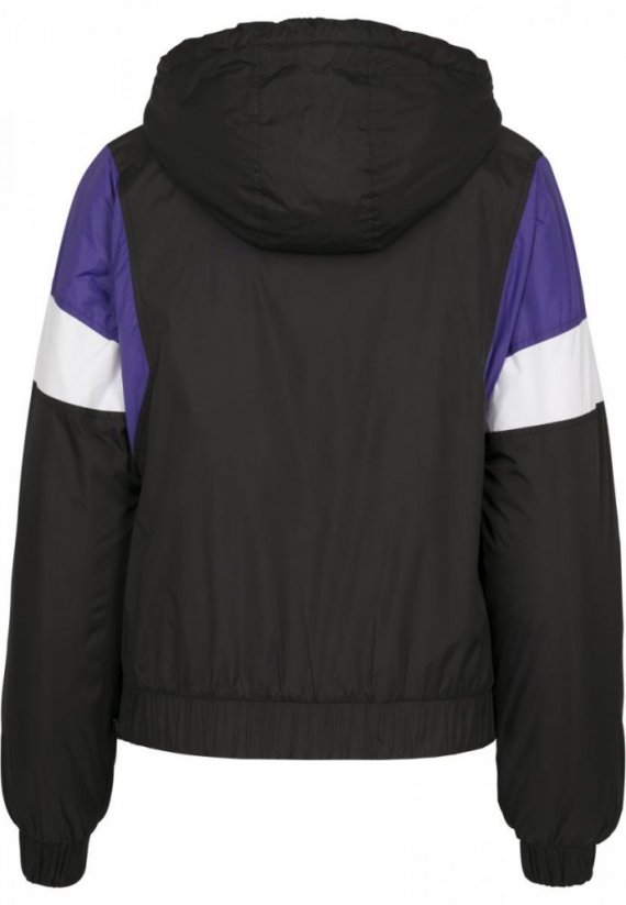 Ladies 3-Tone Padded Pull Over Jacket - black/ultraviolet/white