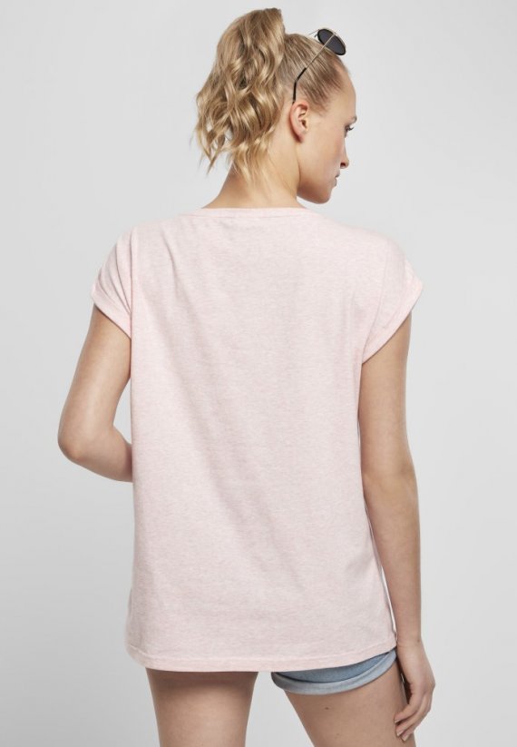 Ladies Color Melange Extended Shoulder Tee - pink melange
