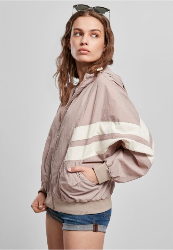 Ladies Crinkle Batwing Jacket - duskrose/whitesand