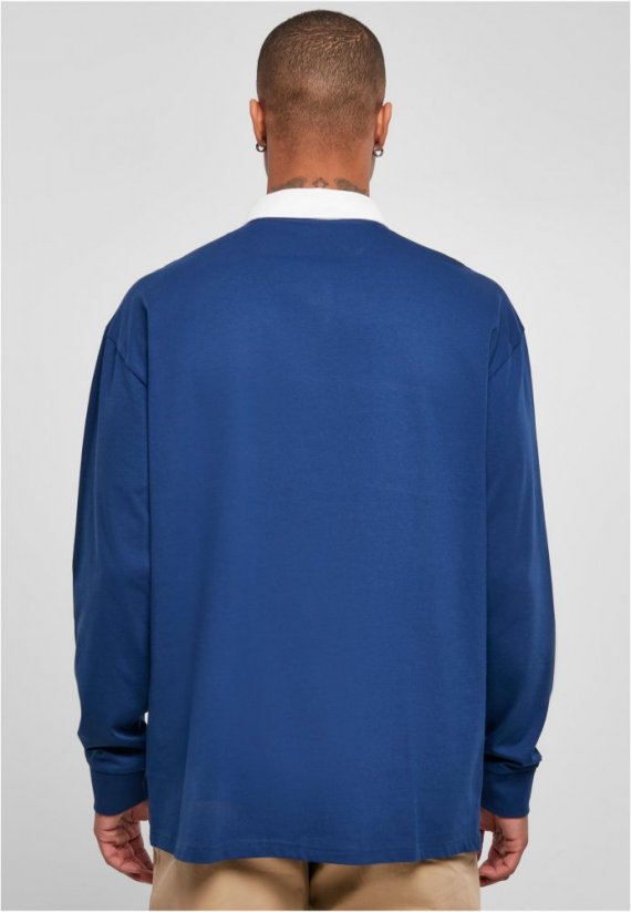 Modré pánské tričko s dlouhým rukávem Urban Classics Oversized Rugby Longsleeve