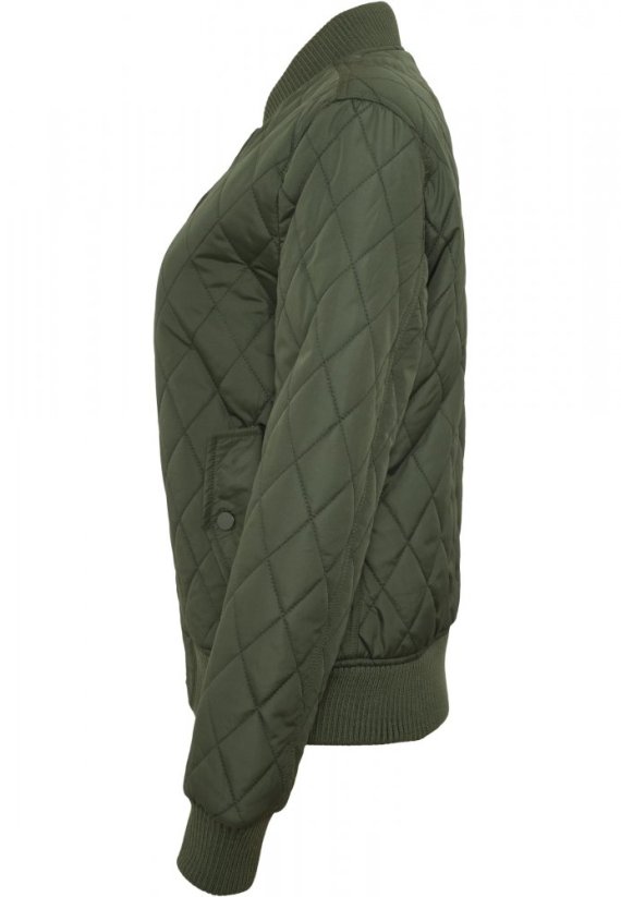 Dámská prošívaná bomber bunda Urban Classics Diamond Quilt Nylon - olivová