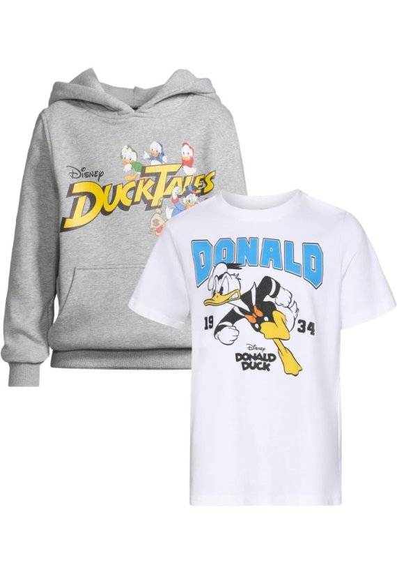 T-Shirt 2 Pack- kurzarm - Donald & Ducktales white+heathergrey 146/152