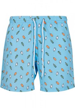 Pánske kúpacie šortky Urban Classics Pattern Swim Shorts - lightblue/ice