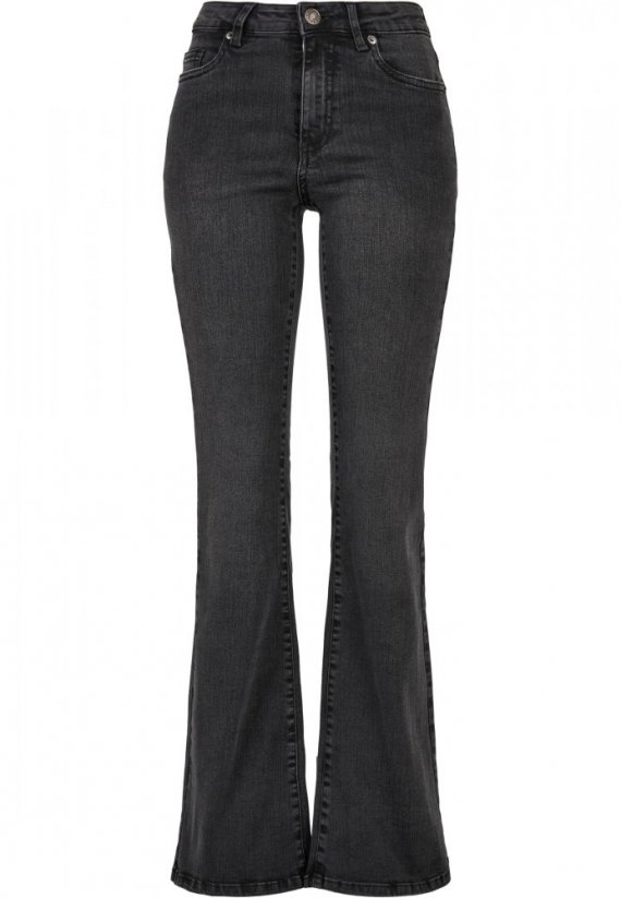 Dámske jeansy Urban Classics Ladies High Waist Flared Denim Pants - black washed