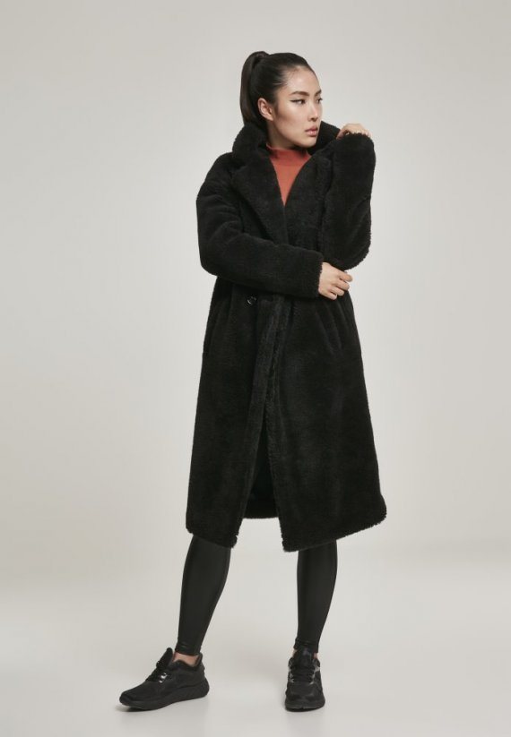 Ladies Oversized Teddy Coat - black