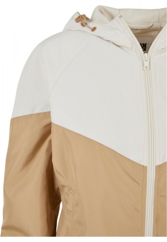 Dámská jarní/podzimní bunda Urban Classics Ladies Arrow Windbreaker - béžová,bílá