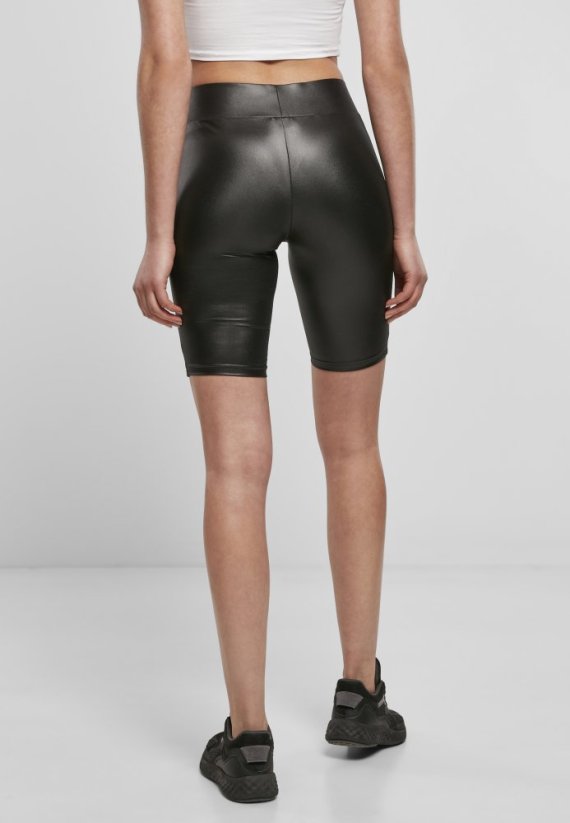 Ladies Synthetic Leather Cycle Shorts - black