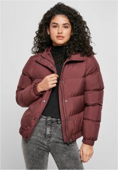 Dámska zimná bunda Urban Classics Ladies Hooded Puffer Jacket - vínová