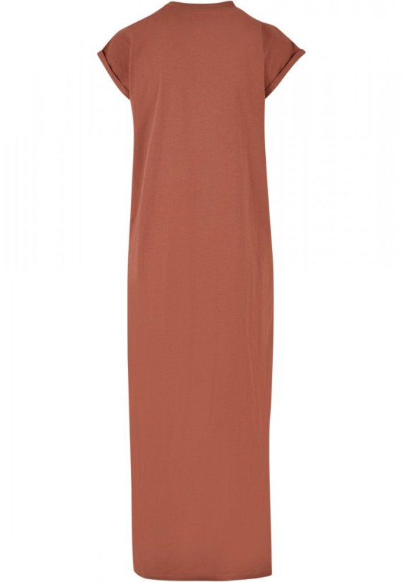 Ladies Long Extended Shoulder Dress - terracotta