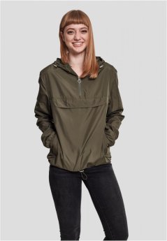 Ladies Basic Pull Over Jacket - dark olive