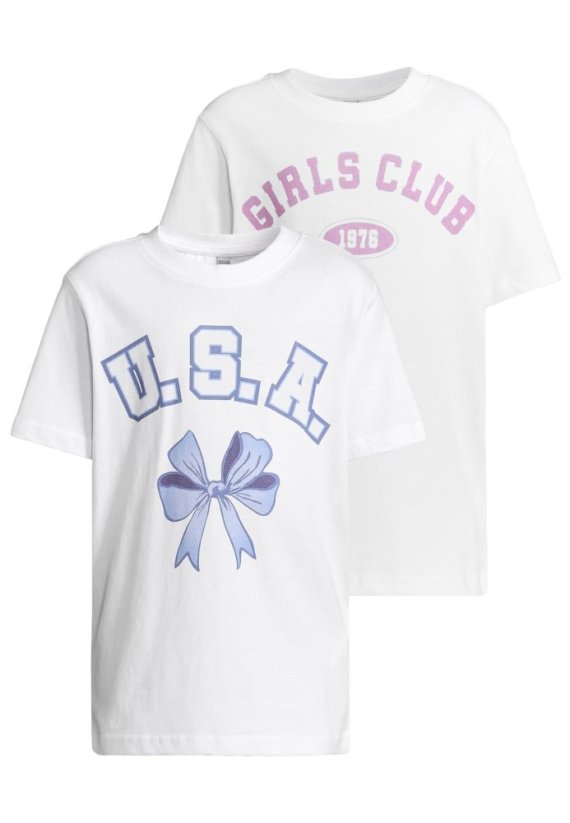 T-Shirt 2 Pack - kurzarm - USA Bow & Girls Club white+white 134/140