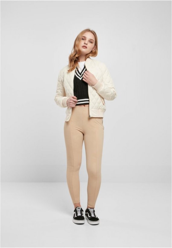 Ladies Diamond Quilt Nylon Jacket - whitesand