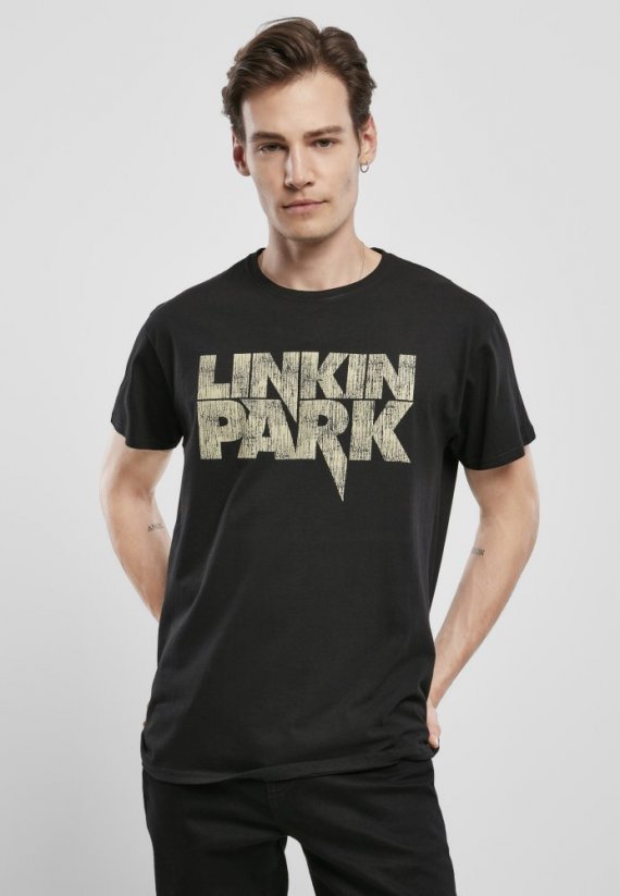 Czarna męska koszulka Linkin Park z logo w trudnej sytuacji