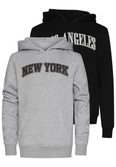 Hoody 2 Pack - langarm - Los Angeles & New York black+heathergrey