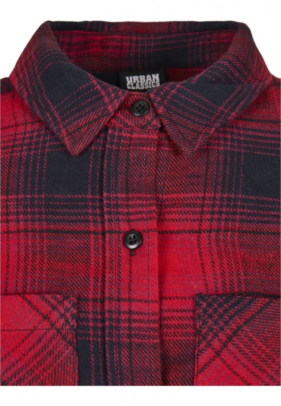 Dámská košile Urban Classics Check Shirt Dress - tmavě modrá/červená