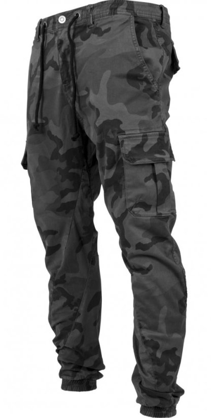 Šedé maskáčové pánské kalhoty Urban Classics Cargo Jogging camo