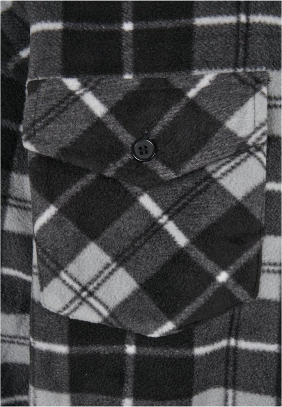 Pánska jarná bunda Urban Classics Plaid Teddy Lined - čierna, biela