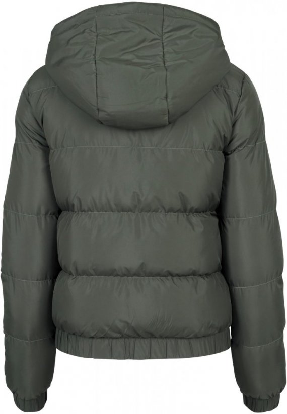 Damska kurtka zimowa Urban Classics Ladies Hooded Puffer Jacket - ciemna oliwka