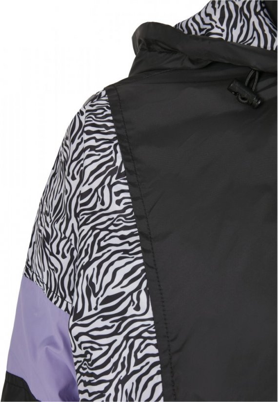 Ladies AOP Mixed Pull Over Jacket - black/zebra