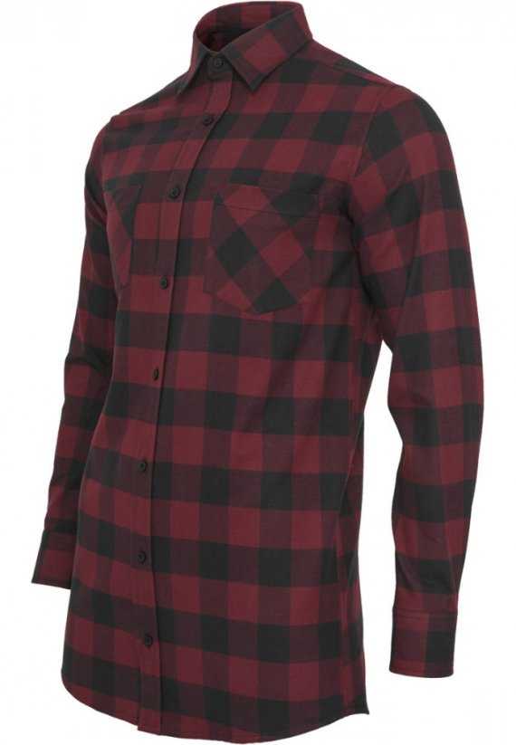 Košeľa Urban Classics Long Checked Flanell Shirt - blk/burgundy