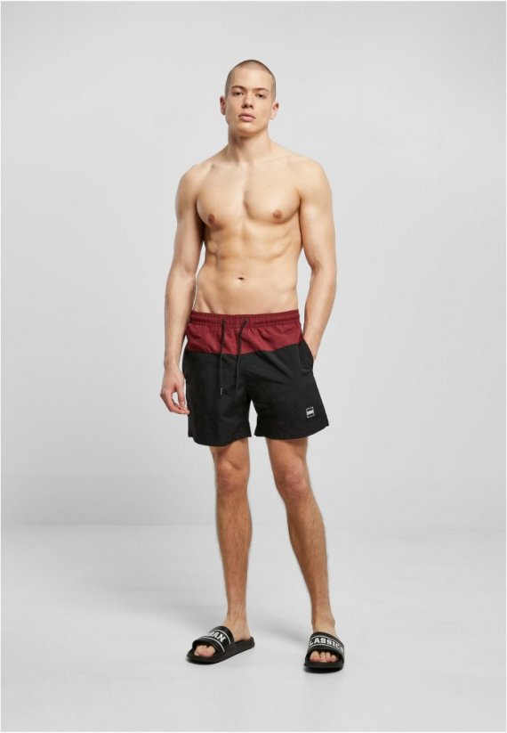 Pánské koupací kraťasy Urban Classics Block Swim Shorts - cherry/black
