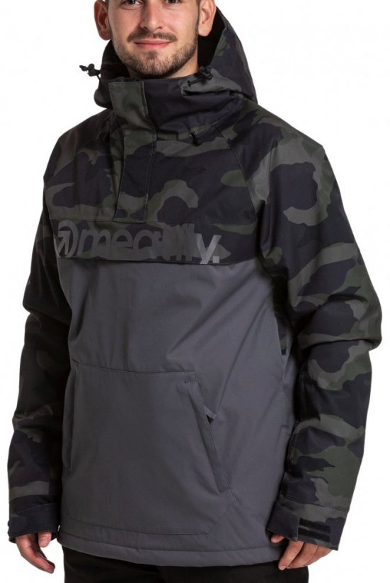 Pánska zimná snowboardová bunda Meatfly Slinger Premium - maskáčová, šedá